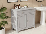 Gray particleboard with melamine veneer, 60*30*80cm, double doors, single drawer, bathroom vanity 21850169