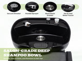 Large Shampoo Bowl & Chair Set with Footstool Black & Gold Barber Backwash Chair, Heavy Duty W1422P453659