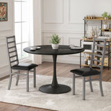 Metal Dining Chairs Set of 2, Steel Legs and PU Leather Seats, High Back Armless Dining Chairs, for W757P232712