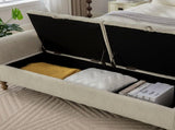 65.75" Wide Modern Upholstered Storage Bench With Double Lids 97880592