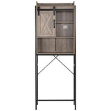 ZNTS FCH Retro Style MDF With Triamine Iron Frame Sliding Door Three-Layer Rack Bathroom Cabinet 54703194