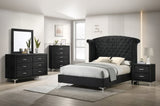 1pc Glam Style Two Drawers Nightstand Upholstered Nailhead Tufted Tempered Glass Wood Metal B011P288732