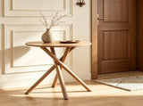 Modern Round Side Table with Crossed Metal Legs, 23.6" Small Accent End Table with Adjustable Feet, 48245922