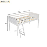 ZNTS Twin Size Wood Low Loft Bed with Ladder, ladder can be placed on the left or right, White WF313084AAK