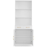 ZNTS Bathroom Storage Cabinet, Cabinet with Two Doors and Drawers, Adjustable Three-layer Open N725P186645W