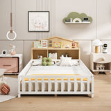 Headboard Storage Cabinet for Full-size Montessori Floor Bed Natural,Freely collocation W1716P181579