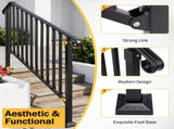 Matte black 4-step ABS plastic handrail for courtyard stairs 16762495