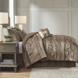 7 Piece Jacquard Comforter Set Brown/Gold Cal King B03597002