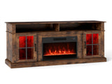 58" TV Stand with RGB Fireplace Rustic Brown- Smart App Remote Control, 4777 BTU Heater 89848324