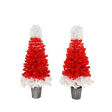 Lighted Santa Hat Style Tree Set of 2, 4ft Artificial Tree with Warm White Lights, N710P181810J