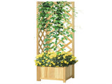 Wooden Climbing Vine Raised Garden Bed for Balcony Gardening, Planter with Trellis for Flowers 53242736