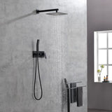 ZNTS Brass Matte Black Shower Faucet Set Shower System 10 Inch Rainfall Shower Head with Handheld Sprayer 57003822