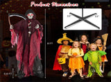 Halloween 8ft Sound-Activated Grim Reaper - Flashing Red Eyes, Scary Sounds, Adjustable Arms, 47758798
