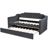 Upholstered Twin Daybed with Trundle,Black 46562591