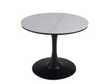 23.62"BLACK AND WHITE Tulip Table Mid-century Dining Table for 2-4 people With Round cremic Table W234P540494