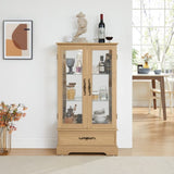 Glass Cabinet Lighted Glass Cabinet Curio Display Cabinet with Adjustable Glass Shelves 2 Doors and W2275P178890