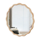 Solid Wood Wavy Mirror--Natural-Wood Vanity Mirror Wall Decor 36" x 36" Modern Mirror Wall Decor for W1445P189556