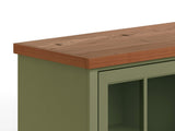 67 inch TV Stand Console for TVs up to 80 inches, No Assembly Required, Sage Green and Fruitwood B108P160211