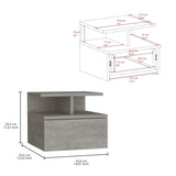Adele Floating Nightstand with Drawer and Open Storage Shelves B070P173189
