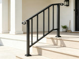 2-3 Step Outdoor Stair Handrail Kit, Black Retro Arch Carbon Steel Railing with Installation Kit 97862934