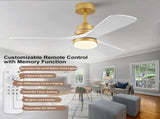 Hot sales 42 Inch Indoor Ceiling Fan With Dimmable LED Light 3 Solid Wood Blades Remote Control W2991P522816