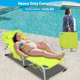 3-in-1 Heavy Duty Tanning Chair with Face Hole Adjustable 5-Position Folding Chaise Lounge Chairs W3399P310389