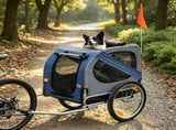 Blue/Gray Dog Bike Trailer 3 Access Doors, Large Off-Road Wheels & Ventilated Mesh Screen Pet 91165535