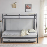 ZNTS Twin Over Full Bunk Bed with Trundle, Triple Bunk Beds for Kids Teens Adults, Metal Bunk Bed with 63047706