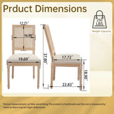 French Country Dining Chairs Set of 2, Upholstered Chairs with Nature Rattan Square Back, Wire W3426P324535