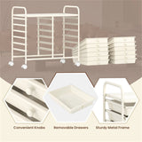 12-Drawer Rolling Storage Cart - 2-Row 10-Storey, Multicolor Drawers, 4 Wheels , White 38074436