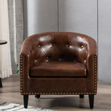 ZNTS PU Leather Tufted Barrel ChairTub Chair for Living Room Bedroom Club Chairs WF212660AAA