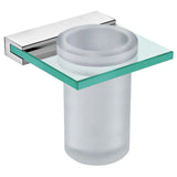 Dax Venice Bathroom Single Tumbler Toothbrush Holder Tempered Clear Glass Brushed Finish B2702P227034
