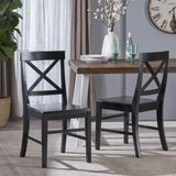 ZNTS Roshan Farmhouse Acacia Wood Dining Chairs, Black 62888.00BLK