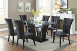 ZNTS Black Faux Leather Upholstered Lines back Set of 2pc Chairs Dining Room Wide Flair back Chair HSESF00F1591