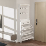 ZNTS NEW White color shoe cabinet with 3 doors 2 drawers with hanger,PVC door with shape ,large space for W1320137989