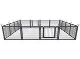 Dog Playpen Outdoor Extra Wide 16 Piece Panels Heavy Duty Dog Fence 40" Height Anti-Rust with Doors 96367448