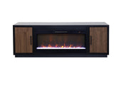 Aria 83 inch Fireplace TV Stand for TVs up to 95 inches, Minimal Assembly, Black and Walnut Finish B108P292261