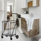 Shopping Cart with Shelf,Grocery Cart on Wheels, Foldable Utility Shopping Carts with Double Basket 85345165