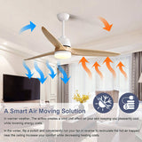 56 Inch Ceiling Fan Light With 6 Speed Remote Energy-saving DC Motor Matte White 56K001-WH