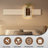 Adjustable 3-Color LED Sandstone Wall Decor with Simulated Plants - 3D Art Sculpture, Glass Vase & W2700P313031