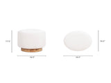Tilly 16.5" Round Fur Upholstered & Burl Pouf Ottoman, Cottontail White Faux Fur B2719P277868