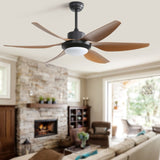 ZNTS 54 Inch Indoor Ceiling Fan With Dimmable Led Light ABS Blades Remote Control Reversible DC Motor For W882P147816