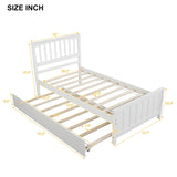 Twin size Platform Bed with Trundle, White WF195106AAK