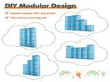 3-Cube Blue Modular Kids Closet, PP & Metal Storage Organizer with Hanging Rods, Tool-Free Assembly 40016339