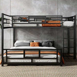 L-shaped Metal Twin over Full Size Bunk Bed, Black N709P196510B