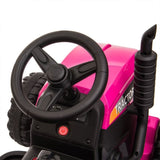 ZNTS 12V Kids Ride On Tractor with Trailer, Battery Powered Electric Car w/ Music, USB, Music, LED W2181137658