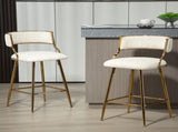 (SET of 2) 26'' Counter height bar stools Corduroy kitchen island counter bar stool with back,golden 25086377