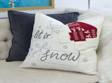 Let It Snow Christmas Throw Pillow 20x20" Square Cotton Cushion with Red Knit Hat Design and B357P609250