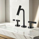 Two Handles Widespread 8 inch Bathroom Matte Black 3 Pieces Basins Lavatory Sink W1217P298894