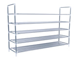 Simple Assembly 5 Tiers Non-woven Fabric Shoe Rack with Handle Gray 64754250